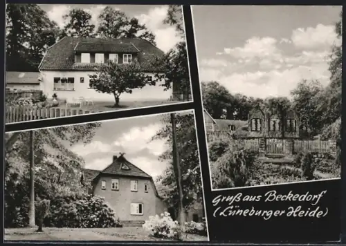 AK Beckedorf / Celle, Lüneburger Heide, Gebäudeansichten, Gefallenendenkmal
