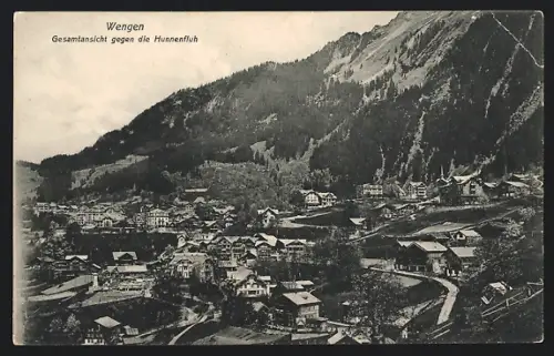 AK Wengen, Gesamtansicht gegen die Hunnenfluh