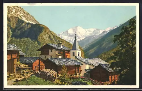 AK La Sage, Pigne d`Arolla, Teilansicht mit Kirche