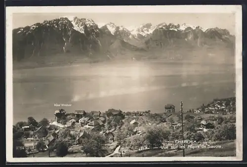 AK Chernex, Vue sur les Alpes de Savoie, Panorama mit Hotel Windsor