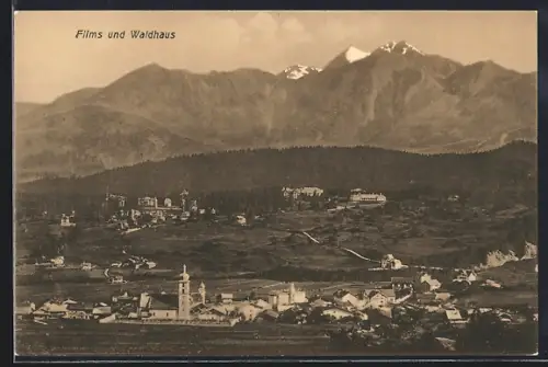 AK Flims, Ortsansicht mit Waldhaus