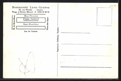 AK Genève, Restaurant Lyon-Genève, 10, Rue Pécolat