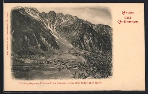 AK Guttannen, Blick auf das Pfarrdorf und Umgebung