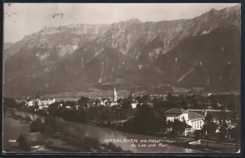 AK Interlaken, Teilansicht mit Hotel du Lac und Aar