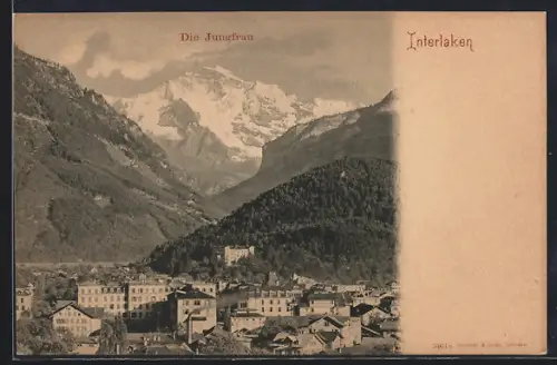 AK Interlaken, Teilansicht mit Jungfrau