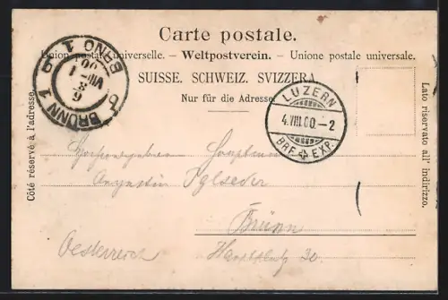 AK Luzern, Kapellbrücke und Wasserturm