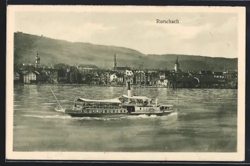 AK Rorschach, Raddampfer auf dem See