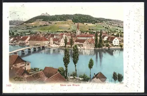 AK Stein am Rhein, Teilansicht mit Kirche und Brücke