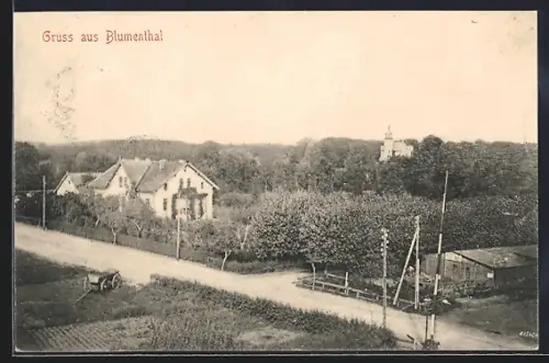 AK Blumenthal / Bremen, Ortsansicht mit Kirche und Gehöften