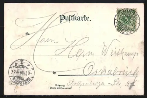 Lithographie Bingen / Rhein, Gesamtansicht, Rheinhessisches Technikum