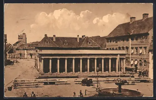 AK Alt-Dessau, Der kleine Markt mit Brunnen