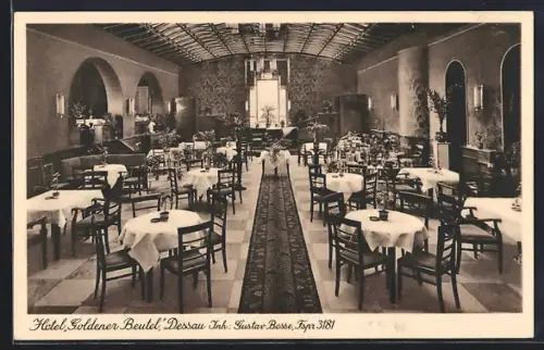 AK Dessau, Hotel Goldener Beutel, Innenansicht
