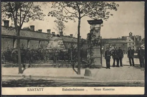 AK Rastatt, Neue Kaserne an der Bahnhofstrasse