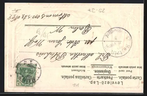 Passepartout-Lithographie Mainz, Gesamtansicht vom Stephansturm aus, Wappen