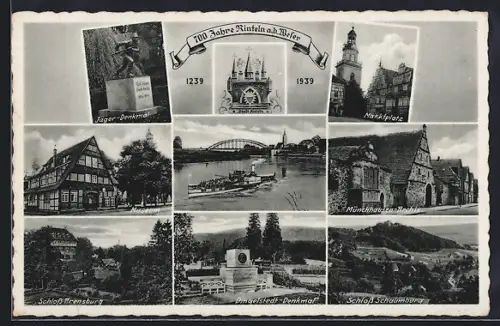 AK Rinteln a. d. Weser, 700 Jahrfeier 1239-1939, Museum, Schloss Schaumburg, Jäger-Denkmal