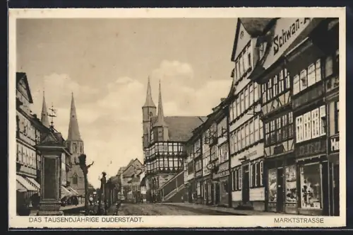 AK Duderstadt, Marktstrasse mit Geschäften