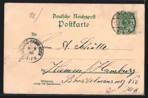 Lithographie Bremen, Kaserne 5. u. 6. Comp. 1. Batls., Bahnhof