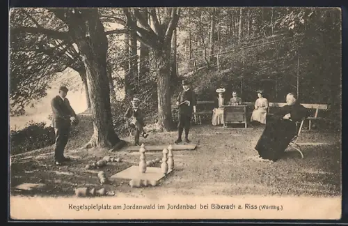 AK Biberach a. Riss, Kegelspielplatz am Jordanwald im Jordanbad