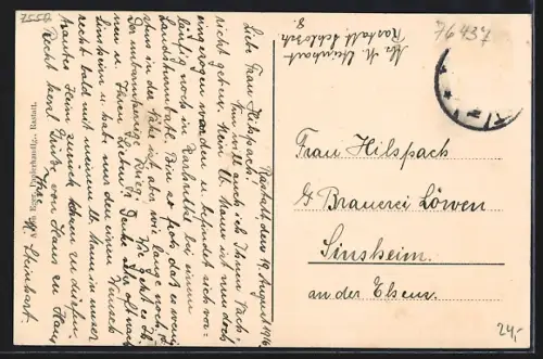 AK Rastatt, Schlossstrasse mit Passanten