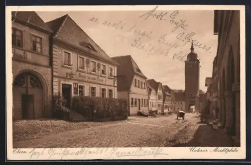 AK Ebern, Unterer Marktplatz mit Hotel zum grünen Baum