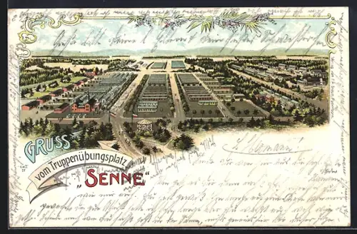 Lithographie Senne, Truppenübungsplatz, Teilansicht