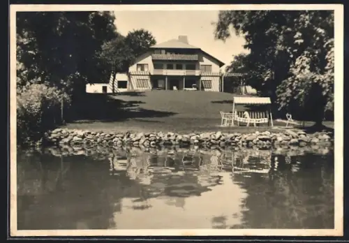 Foto-AK Tutzing, Uferpartie mit Wohnhaus 1940