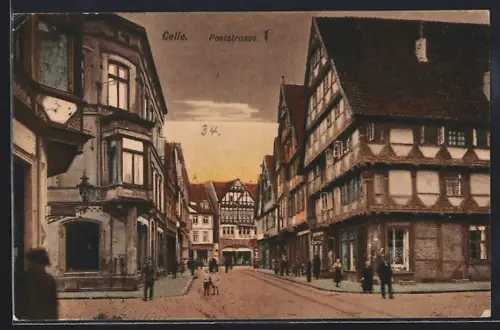 AK Celle, Poststrasse mit Cigarrengeschäft
