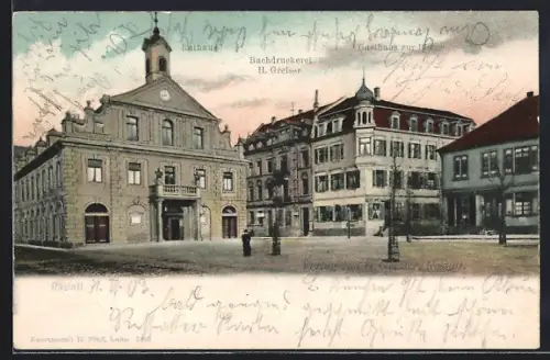 AK Rastatt, Ortspartie mit Rathaus
