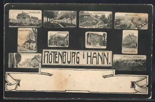 AK Rotenburg i. Hann, Kalands-Hof, Kaiserliches Postamt, Wassermühle