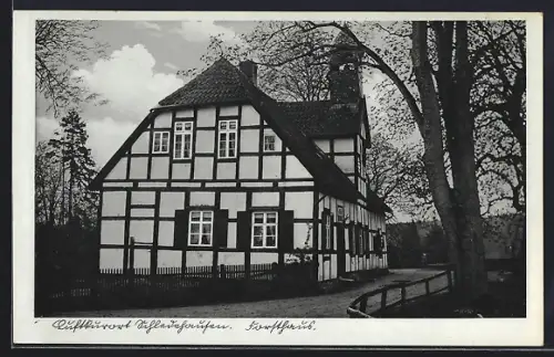 AK Schledehausen / Osnabrück, Forsthaus mit Strassenpartie