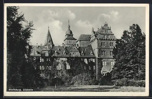 AK Wolfsburg / Fallersleben, Schloss, Südseite, Stempel Stadt des KdF-Wagen