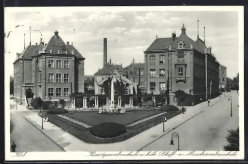 AK Kiel, Kunstgewerbeschule und höh. Schiff- u. Maschinenbauschule