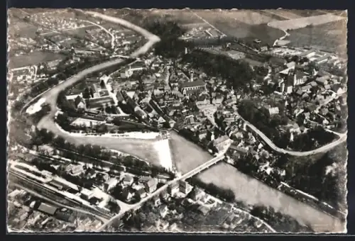 AK Landsberg / Lech, Lechschleife an der Romantischen Strasse, Fliegeraufnahme