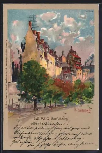 Künstler-AK sign. R. Carloforti: Leipzig, Barfussberg im Sonnenlicht um 1900