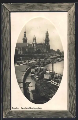 Präge-AK Dresden, Dampfschifflandungsplatz, Passepartout