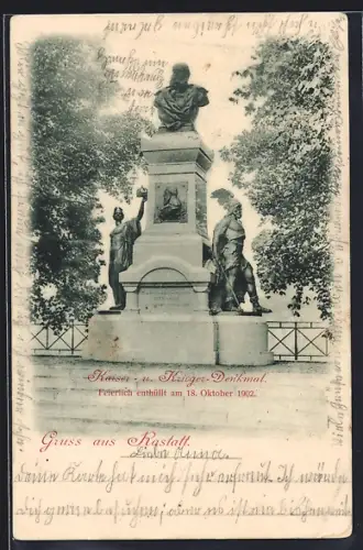 AK Rastatt, Kaiser- und Krieger-Denkmal 1902