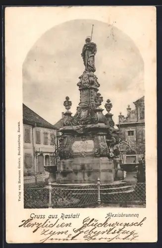 AK Rastatt, Alexisbrunnen auf dem Marktplatz