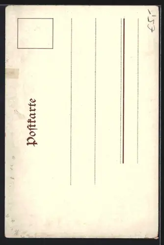 Lithographie Berlin-Tiergarten, Partie vor dem Reichstagsgebäude mit Bismarck-Denkmal