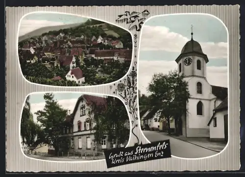 AK Sternenfels, Ortsansicht, Partie an der Kirche