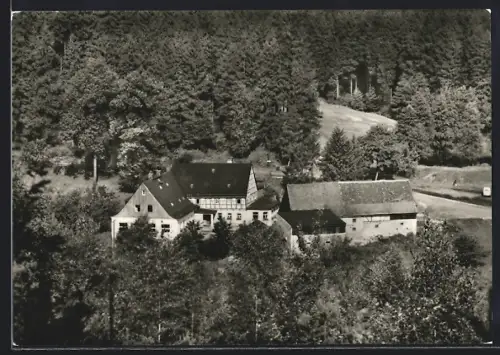 AK Kleinolbersdorf b. Karl-Marx-Stadt, Gaststätte Sternmühle aus der Vogelschau