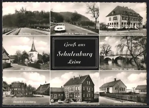 AK Schulenburg /Leine, Partien am Haus-Gut Colenberg, an der Leine und Marienburg