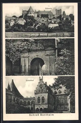 AK Bad Bentheim, Schloss Bentheim, Schlosshof, Innentor, Südseite des Schlosses