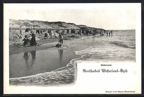 AK Westerland-Sylt, Der Südstrand mit Badegästen