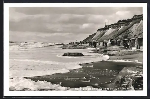 AK Wenningstedt auf Sylt, Strand bei Sturm