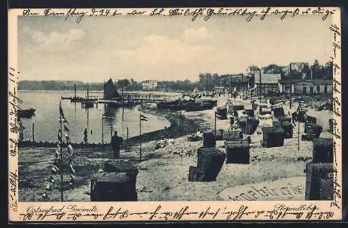 AK Grömitz, Strandleben mit Ruderbooten