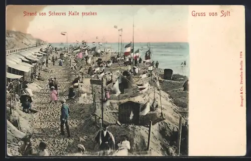 AK Westerland / Sylt, Strand von Scheeres Halle aus gesehen
