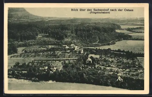 AK Sachsenhof b. Gleschendorf, Ortsansicht vom Flugzeug aus