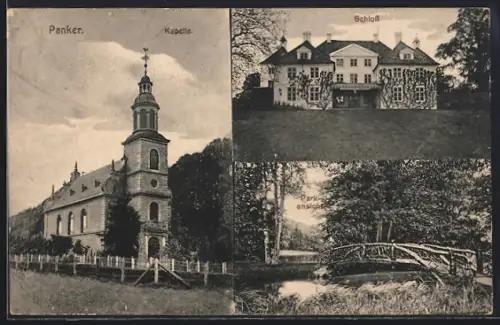 AK Panker, Kapelle, Das Schloss, Partie im Park