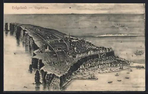 AK Helgoland, Panorama aus der Vogelschau