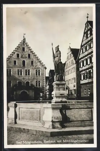 AK Bad Mergentheim, Rathaus mit Michlingsbrunnen